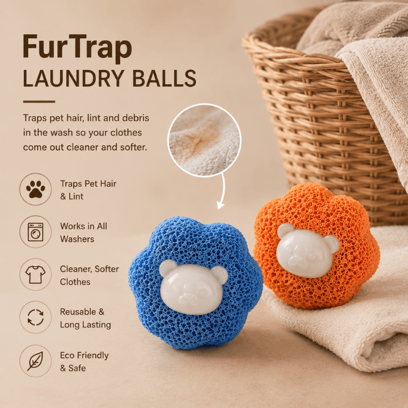 Swipe&Shed™ FurTrap Laundry Balls – 5 Pack (Reusable)
