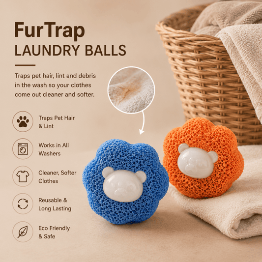 Swipe&Shed™ FurTrap Laundry Balls – 5 Pack (Reusable)