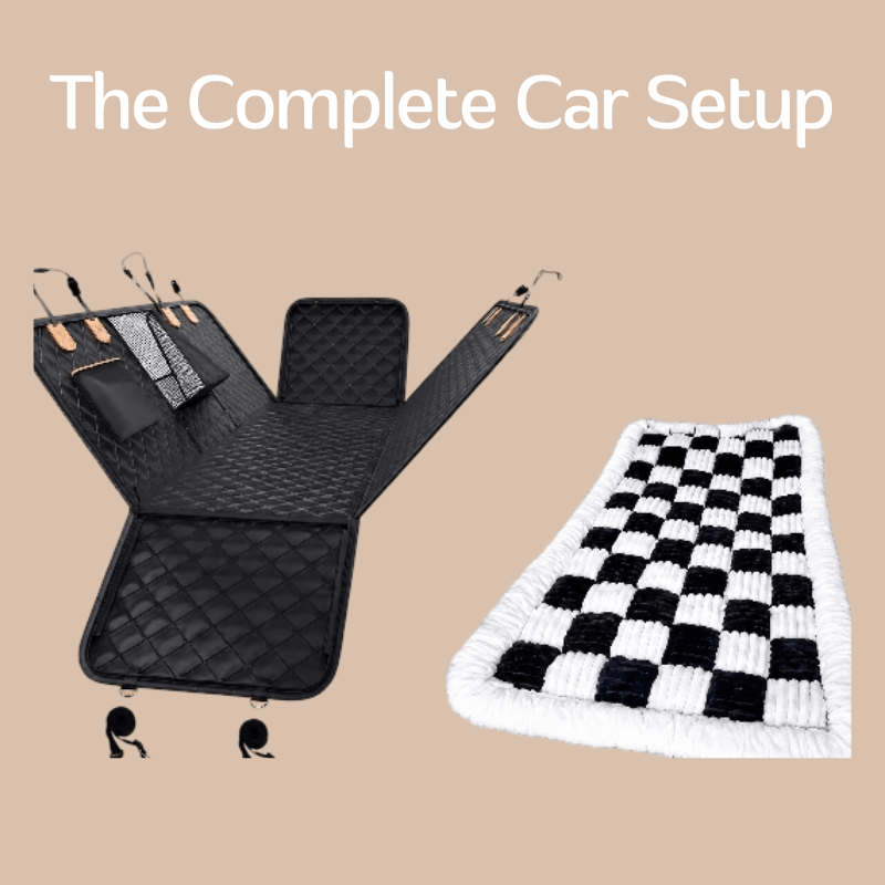 The Complete Car Setup: FurShield Mat + Backseat Cover + 2 Safety Belts