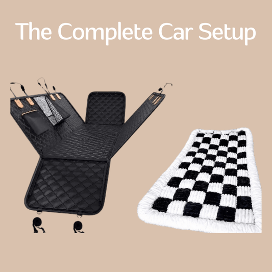 The Complete Car Setup: FurShield Mat + Backseat Cover + 2 Safety Belts